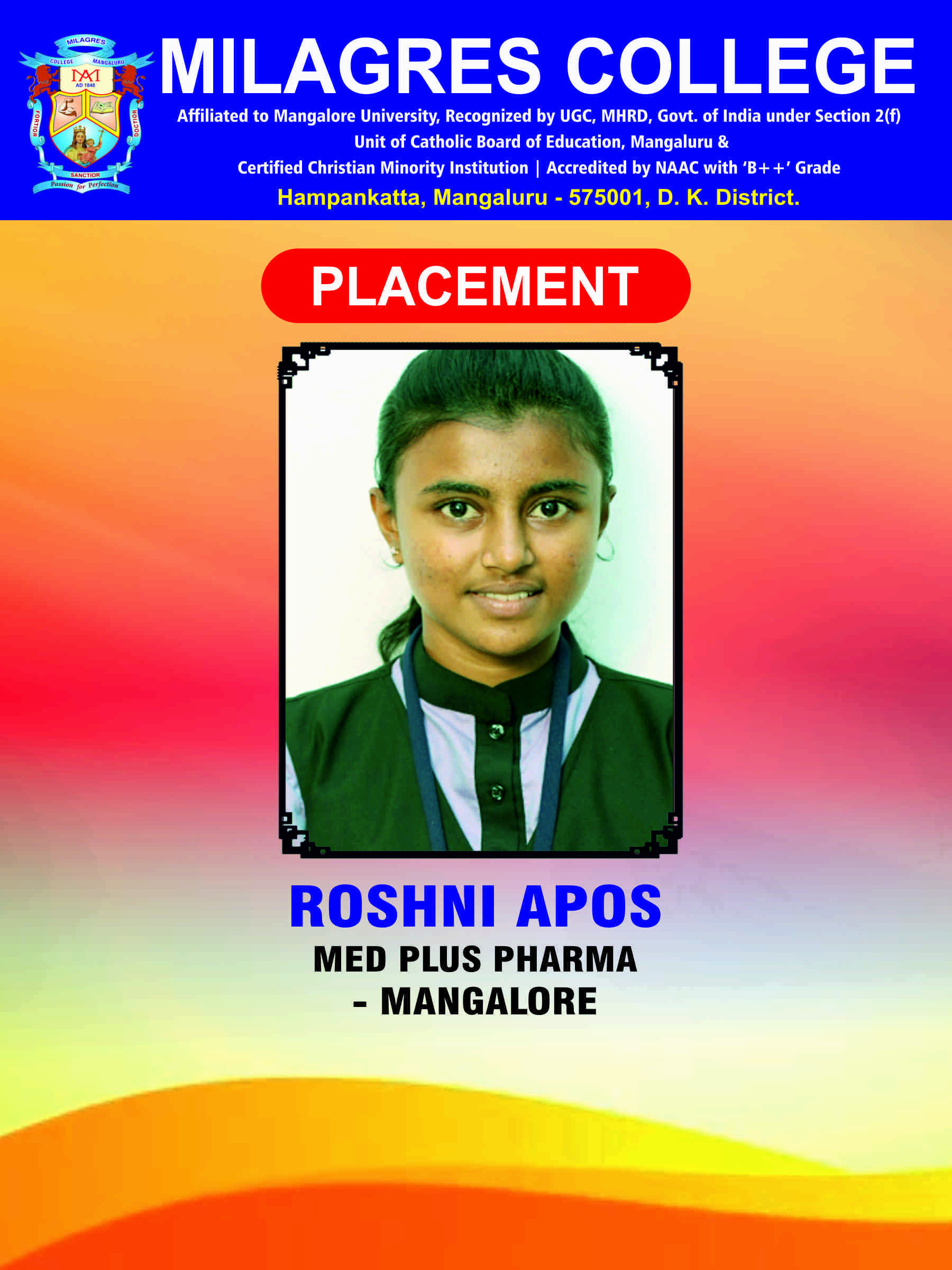 Successfully placed student